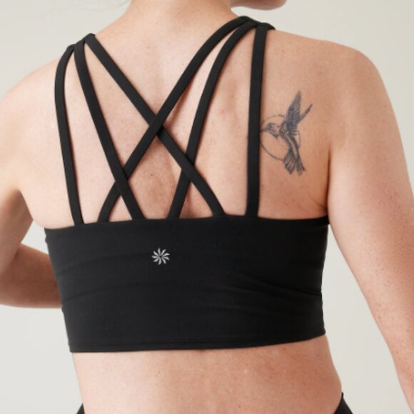 Athleta Black Longline Conscious Strappy Crop Bra A-C, size s - Picture 1 of 6